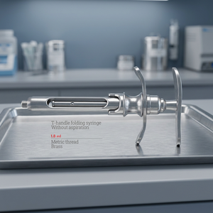 Seringue pliante en T en acier inoxydable d'instruments chirurgicaux dentaires confortables et faciles à utiliser sans aspiration - Product Image 2