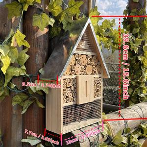 Gecertificeerd massief houten insectenhuis bijenhotel vlinderopvang vogelhuis - Buitengebruik - Fumigatie rapport EUDR - Product Image 5