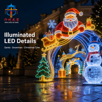 Arco de Linterna Navideña Iluminado Grande con Luces LED de Santa Claus y Muñeco de Nieve para Centros Comerciales y Espacios Públicos