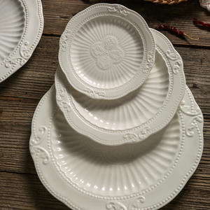 Plato de porcelana en relieve-Juego de platos de cena, plato de <span class=keywords><strong>pasta</strong></span>/ensalada/postre Lavavajillas Juego de vajilla para microondas - Product Image 2