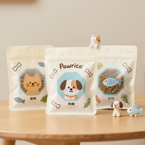 Bolsa biodegradable mate de alta resistencia con ocho sellos laterales con ventana transparente con cierre de cremallera bolsa inferior plana para golosinas para mascotas alimentos - Product Image 1
