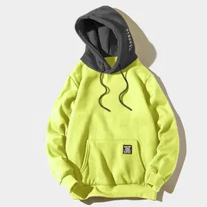Custom 100 Cotton Fleece hoody Sweatshirt sweaters olive lime YELLOW Dark Brown Pink patchwork Hoodie Neon Green Hoodie