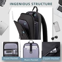 Léger étanche antivol voyage sac à dos mince hommes 17.3 pouces ordinateur portable sac à dos d'affaires pour travail bureau étudiant avec USB