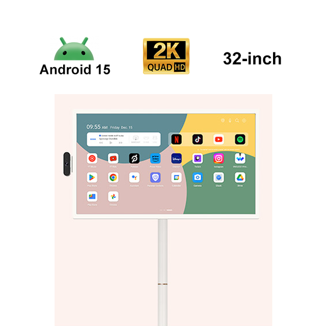 32 Inch 2K/4K Smart Portable TV WiFi Android LED Television Home Travel Office Entertainment Outdoor Use Rotation Touch Screen