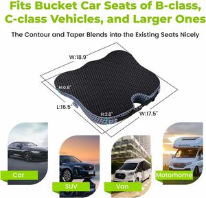 Cojín de Asiento de Coche de Espuma Viscoelástica Suave y Densa con Diseño en Forma de U para Conductor, Desmontable, Lavable, 100% Poliéster, Soporte para Piernas - Product Image 2