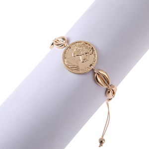 Color oro hecho a mano Avatar moneda Cowrie Shell encanto cordón ajustable pulsera para las mujeres - Product Image 3