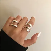 Minimalistische Onregelmatige Metalen Zilveren Open Ring Persoonlijkheid Creatieve Curve Galvaniseren 925 Zilveren Geometrische Ring Vrouwelijke