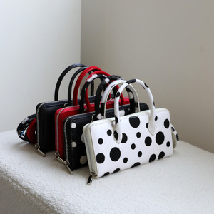 Modern Casual Small Genuine Leather Zipper Closure Square Wallet Horsehair Polka Dot <strong>Single-shoulder</strong> Crossbody Phone <strong>Pouch</strong> - Product Image 2