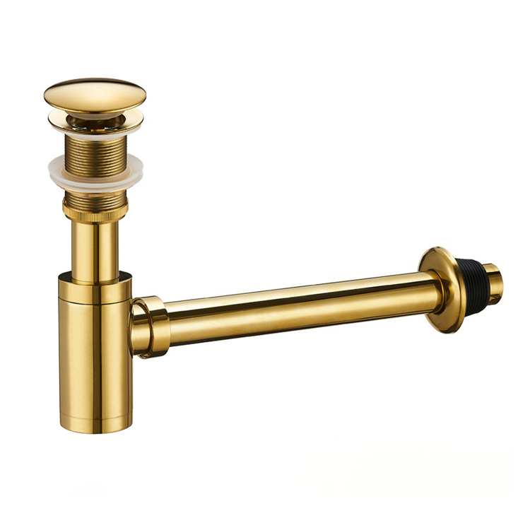 Tubo recto de titanio dorado sin rebosadero.