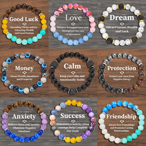 Atraer la riqueza buena <span class=keywords><strong>suerte</strong></span> moda 8mm pulsera de cuentas de piedra Natural para Mujeres Hombres amor amistad pulseras joyería regalos de fiesta - Product Image 1