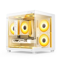 Boîtier PC de bureau Mini Micro ATX transfrontalier, entièrement transparent en verre, pour jeux, avec refroidissement liquide, USB 3.0, vertical