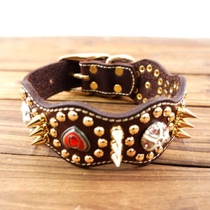 JXANRY-Chaîne de chien en or rose personnalisable, collier anti-loup en cuir avec pierre de cristal - Product Image 6