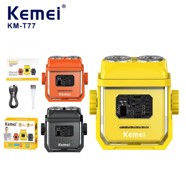 KEMEI Km-T77 Electric Mini Fidget Shaver 500mAh Dual Head Magnetic Blade 8000RPM USB IPX7 Waterproof Wet Dry Males Beard Razor