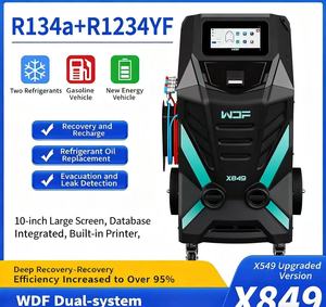 Machine de récupération et de remplissage de <span class=keywords><strong>réfrigérant</strong></span> R134a et R1234yf Tricar X849 à double échangeur AC, équipement d'entretien automobile <span class=keywords><strong>pour</strong></span> le changement de <span class=keywords><strong>gaz</strong></span> du système de climatisation - Product Image 1