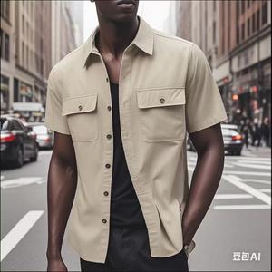 <span class=keywords><strong>Chemise</strong></span> décontractée d'été pour <span class=keywords><strong>homme</strong></span> en <span class=keywords><strong>lin</strong></span> respirant à manches courtes perlée avec poche et traitement anti-repassage - Product Image 5