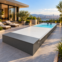 Automatische Poolabdeckung Komplettset Motorisierte Aufrollvorrichtung und Lamellenabdeckung für Einbau-Pools
