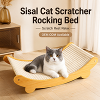 Grattoir à chat en sisal durable en gros, grand lit de repos en forme de U, résistant à l'usure, avec cadre en bois, meuble pour chats d'intérieur