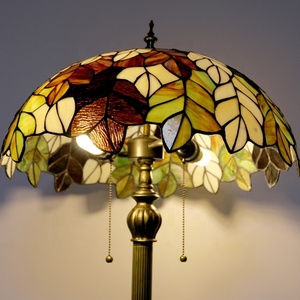 Lámpara de Pie Tiffany LongHuiJing de 16 Pulgadas con Diseño de Hoja de Arce, Vidrio Teñido Multicolor, Base de Resina, Pantalla LED, E27 - Product Image 2