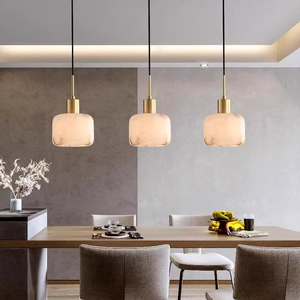 <span class=keywords><strong>Suspension</strong></span> nordique minimaliste en cuivre et albâtre pour salle à manger, chambre principale, restaurant, <span class=keywords><strong>lampe</strong></span> suspendue en marbre et laiton - Product Image 3
