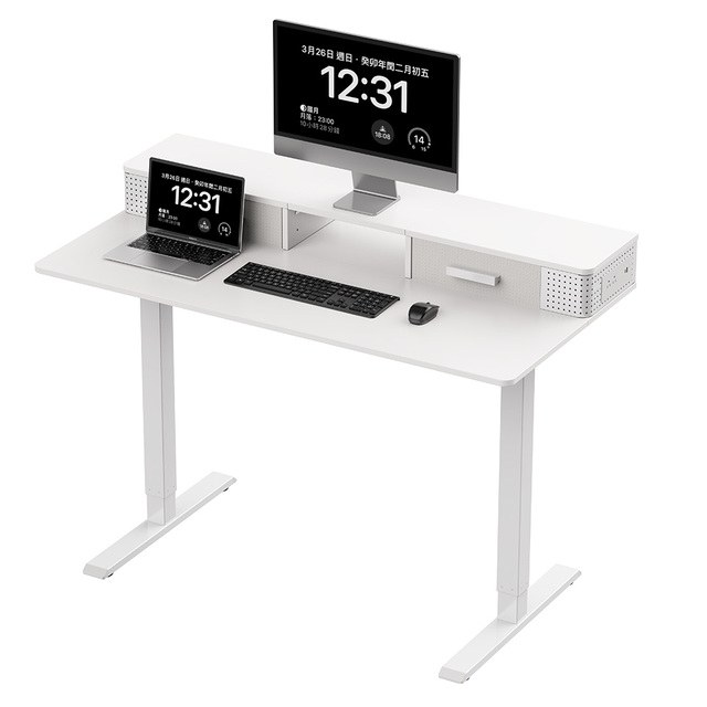 New Home Office Furniture Height Adjustable Smart Ergonomic White Small Electric Single Motor Computer Study Table Stand Desk