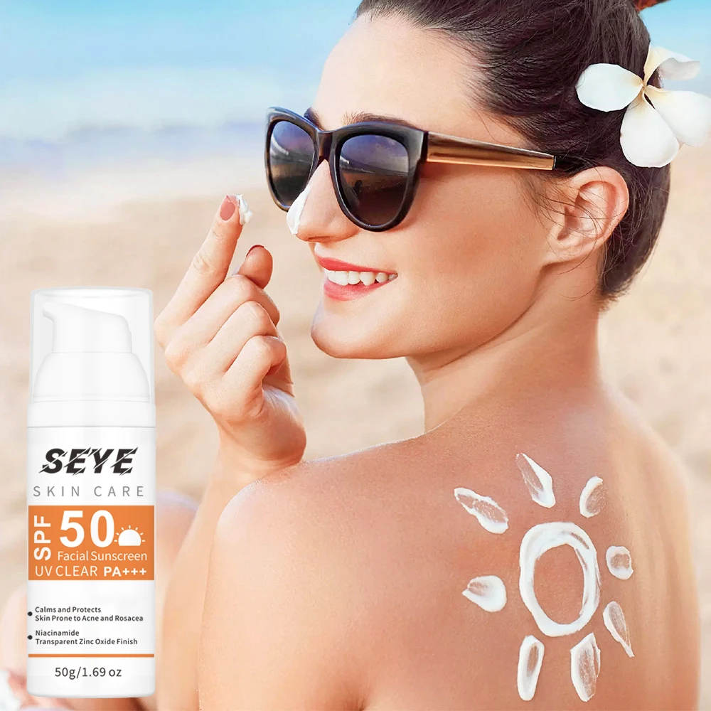 SEYE Vegan SPF 50 PA +++ УФ Прозрачный Крем для лица для загара Лосьон Гиалуроновая кислота Увлажняющий антивозрастной крем для лица