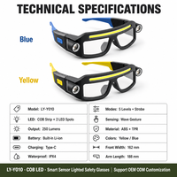 Lampe de sécurité à induction rechargeable pour lunettes de protection, lampe LED pour travaux d'entretien avec protection oculaire, indice IP44, jaune et noir, pour réparation automobile
