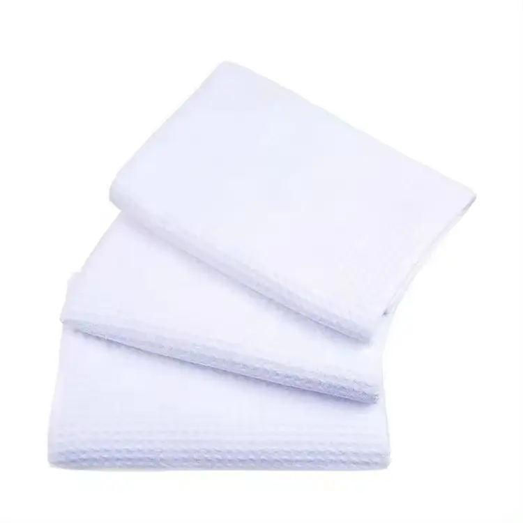 Water Absorbent White Printed Waffle Weave Microfiber Kitchen Cleaning Dish Tea Towel For Sublimation