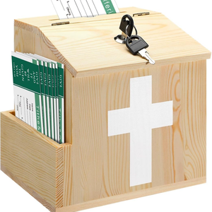 Boîte à offrandes en bois multifonctionnelle de qualité supérieure, boîte à dîmes et à demandes de prière pour l'église avec enveloppes - Product Image 1