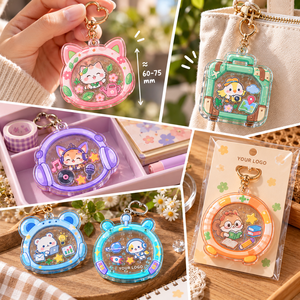 Porte-clés personnalisés en acrylique à double couche avec breloques mobiles transparentes pour cadeaux promotionnels OEM ODM - Product Image 3