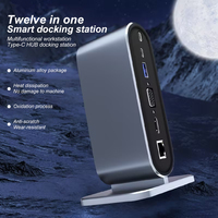 Base de Conexión USB C Vertical 12 en 1, Carga Rápida PD100W, HDMI 4K30Hz, USB 3.0, Cable Integrado, Base de Conexión para Portátil, Venta al Por Mayor