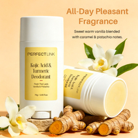 Baume parfumé unisexe personnalisé à base de plantes pour la protection contre les odeurs corporelles toute la journée, à la vanille et à la pistache, sans aluminium, à l'acide kojique et au curcuma