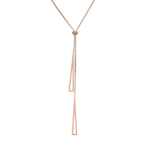 Collana a Y Semplice e Trendy in Acciaio Inossidabile Placcato Oro, Regolabile, con Ciondolo a Triangolo e Nappe Personalizzate - Product Image 2