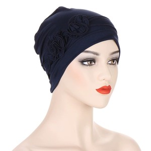 Multi Color Floral <b>Turban</b> Hat With Two Discoid Flower Headbands Wholesale Solid Color Muslim Hijab Caps <b>Turban</b> - Product Image 2