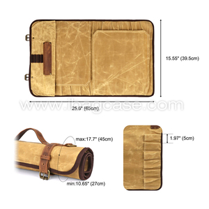 กระเป๋าเก็บมีดผ้าใบแบบม้วนสำหรับ<span class=keywords><strong>เชฟ</strong></span>เคลือบ12ช่องกระเป๋าเก็บมีดสำหรับใช้ในครัวแบบมืออาชีพ - Product Image 3