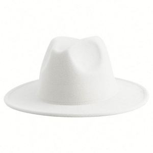 Wool Felt Flat Top Cap Dress Panama Wholesale Wide Brim Women <b>Hat</b> Winter Luxury Man <b>Hats</b> <b>for</b> Party Promotion Gift - Product Image 3