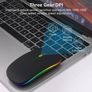 Souris sans fil unisexe 2.4G Bluetooth, conception ergonomique rechargeable pour utilisation sur ordinateur - Product Image 3