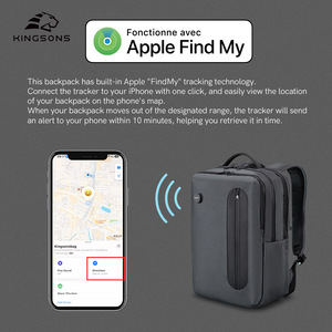 Kingsons Men's Laptop <b>Backpack</b> Gray And Black <b>Multi</b> Functional Business Travel Shoulder Straps Solid Color - Product Image 3