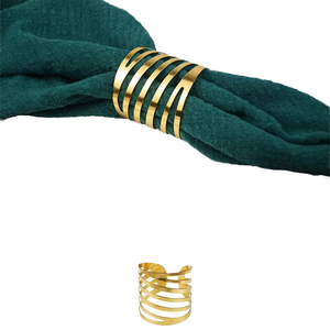 FY 2026 Popular Christmas Wedding Dining Table Decoration Hollow Sturdy Gold Metal Eco-Friendly Stocked Semi-<b>Circle</b> Napkin <b>Ring</b> - Product Image 1