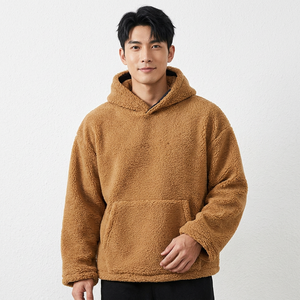 Sweat à capuche zippé en sherpa pour homme, coupe oversize streetwear, service de marque privée pour l'inventaire de vente au détail saisonnier - Product Image 2
