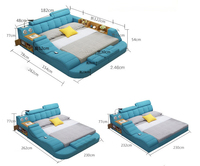 Meubles de chambre à coucher modernes, lit familial multifonctionnel intelligent avec massage, tissus rembourrés