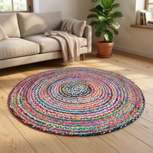 Top Quality Wholesale Multi Color Jute Rugs Home Decor Handmade Braided Jute <b>Round</b> Rug <b>Round</b> <b>Carpet</b> From India Wholesale - Product Image 3