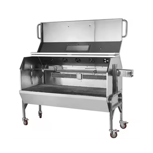 Grill <span class=keywords><strong>Barbecue</strong></span> a Gas e Carbone con Girarrosto, Capacità 60KG, in <span class=keywords><strong>Acciaio</strong></span> Inossidabile, per Esterni, Grande Griglia per Catering - Product Image 5
