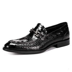 New model crocodile-pattern men's formal business metal buckle leather <b>shoes</b>, high-end genuine leather men's <b>shoes</b> - Product Image 1