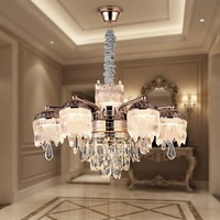 Lustre moderne en cristal personnalisé OEM ODM, vente en gros, petit modèle, abat-jour en verre artistique, éclairage de plafond LED à intensité variable, éclairage décoratif simple