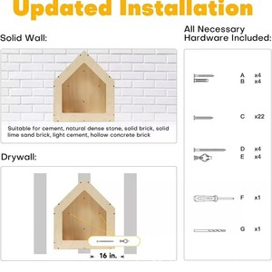 Wooden Wall Mounted Cat <b>House</b> 11.8x15.5x11in Durable Birchwood Cat <b>Bed</b> For Small Cats - Product Image 5