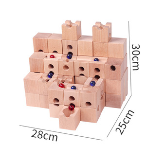 HOYE CRAFTS Kids <strong>Marble</strong> <strong>Run</strong> <strong>Block</strong> Set Funny Wooden <strong>Building</strong> <strong>Block</strong> Set Children Educational Toys - Product Image 2