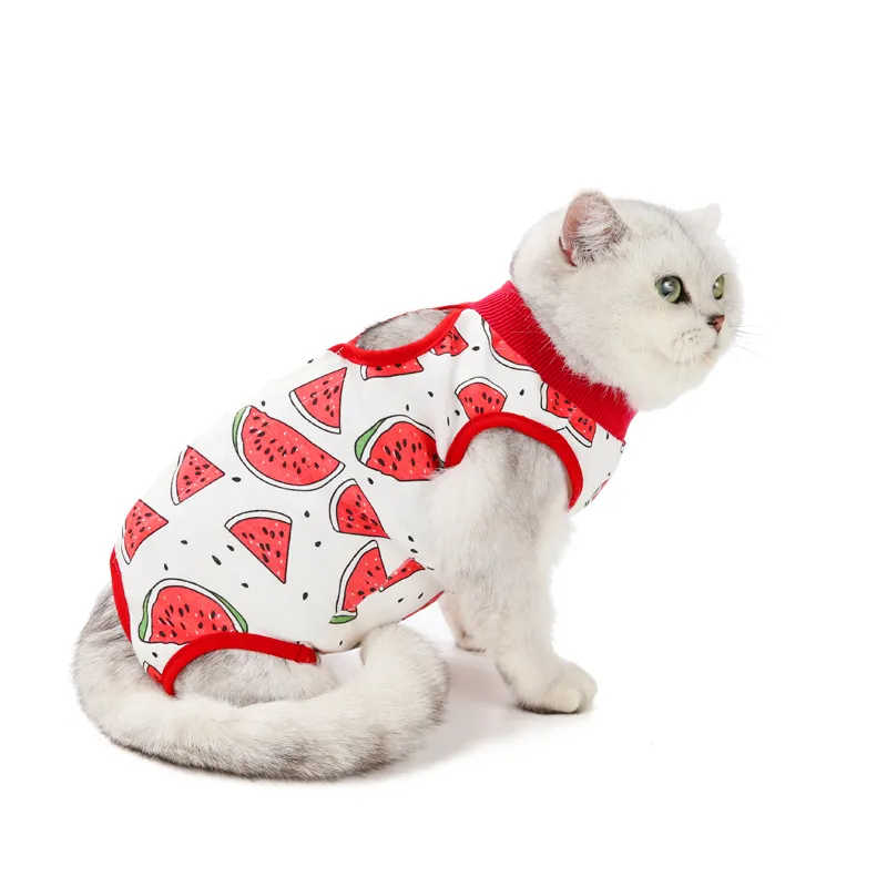 Quần Áo Cotton Cho Mèo Bộ Đồ Phục Hồi Cho Vết Thương Cho Chó Áo Phẫu Thuật Trang Phục Áo Vest Thoáng Khí Cho Mèo