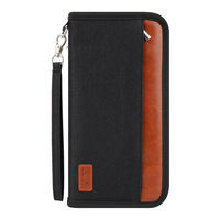 Sac pour passeport de voyage pour hommes avec blocage RFID en tissu Oxford Bracelet amovible multifonction Porte-cartes Porte-cartes