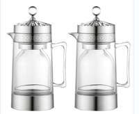 En gros Personnalisé Argent Arabe Cafetière Transparent Double Couche Ménage Arabe Thé Bouilloire