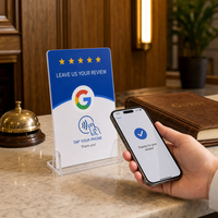 Carte de commentaires Google française 10 cm en acrylique étanche NFC NTAG213 13,56 MHz, autocollant personnalisé pour avis, utilisation hôtelière, prêt à être expédié